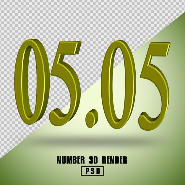 NUMERO 0505 RENDER 3D COLOR OLIVA
