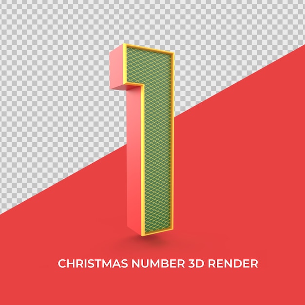 Número 1, adornos navideños, 3d, render