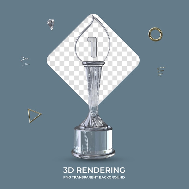 PSD número 1 diamond trophy renderização 3d fundo transparente