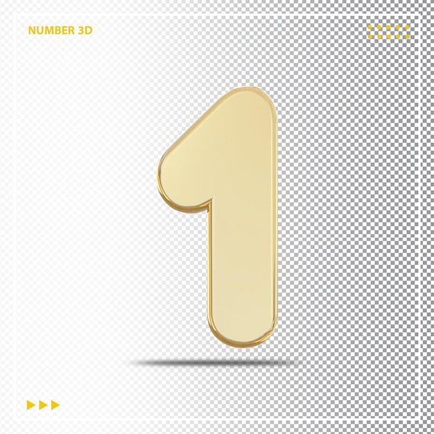 Número 1 elemento de lujo de oro 3d