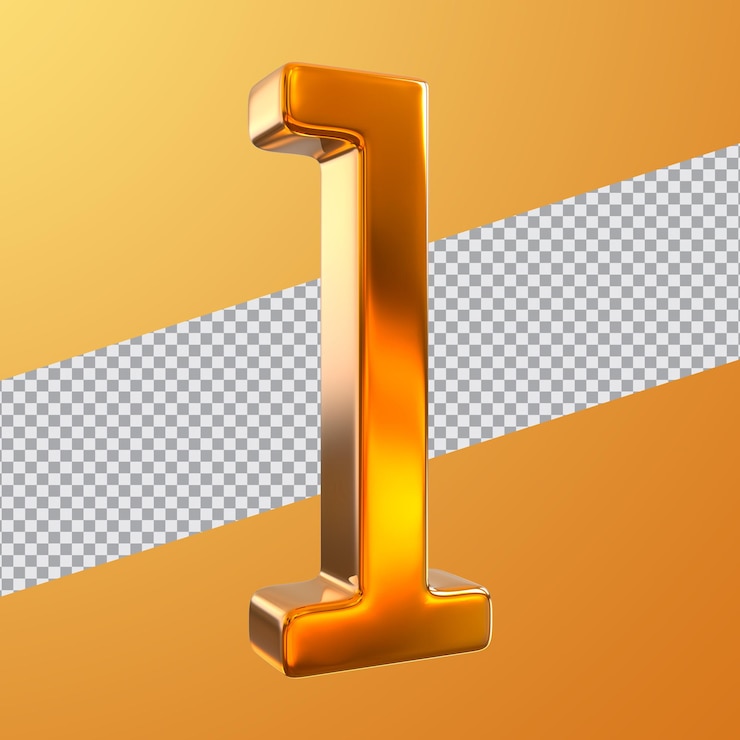 PSD número 1 estilo dorado 3d render