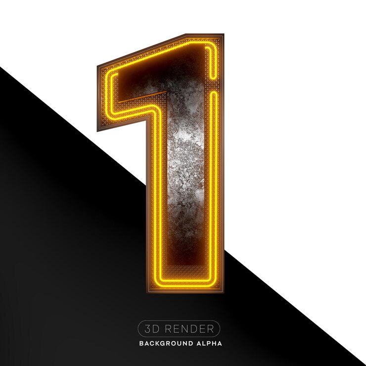 PSD numero 1 in neon su metallo