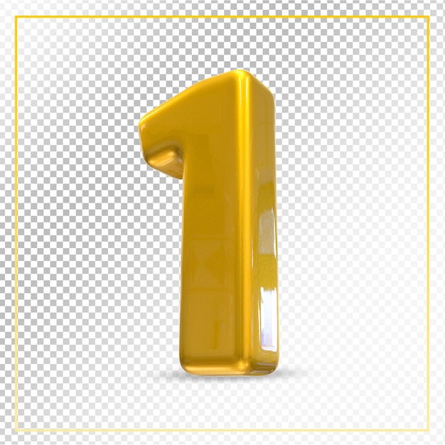 Número 1 luxo de ouro 3d