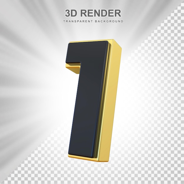 Número 1 negro en 3D