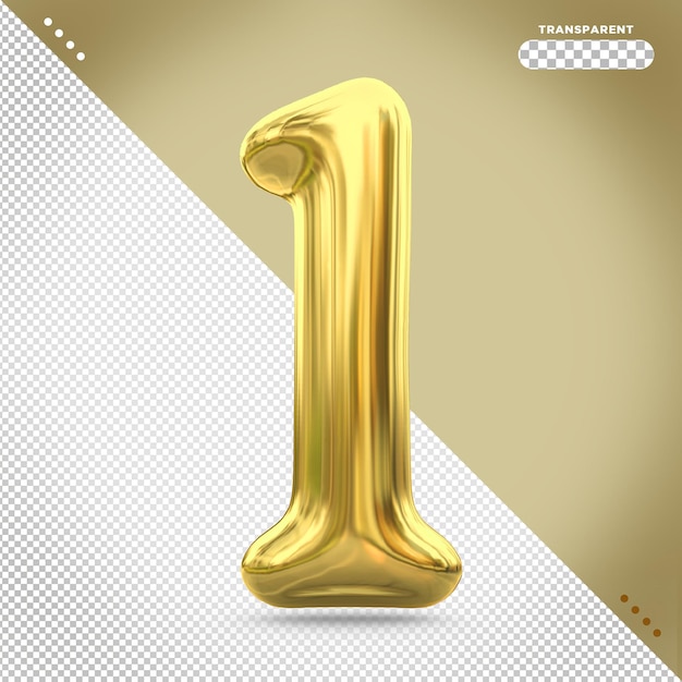 Numero 1 palloncini oro stili 3D