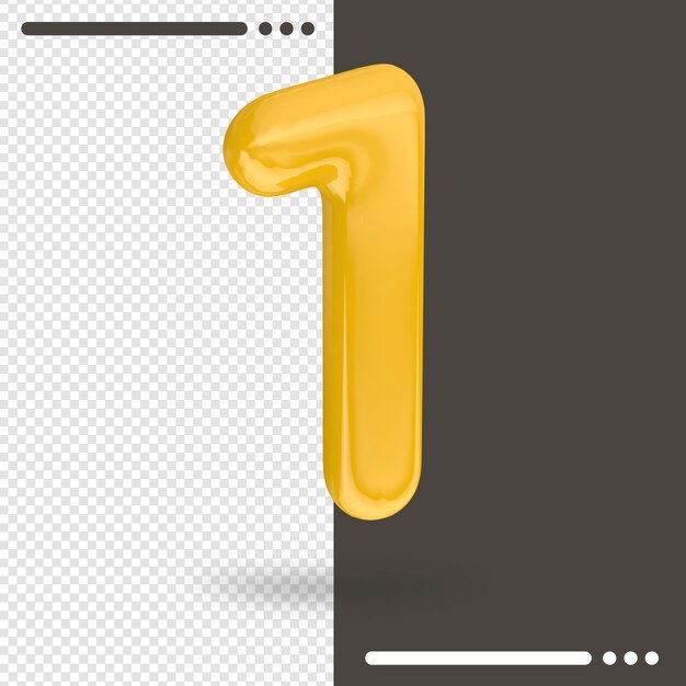 Numero 1 rendering 3D isolato