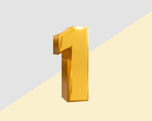 Numero 1 rendering 3d Stile Lusso dorato