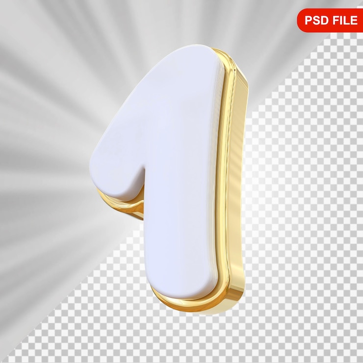 PSD número 1 renderizado en 3d en oro