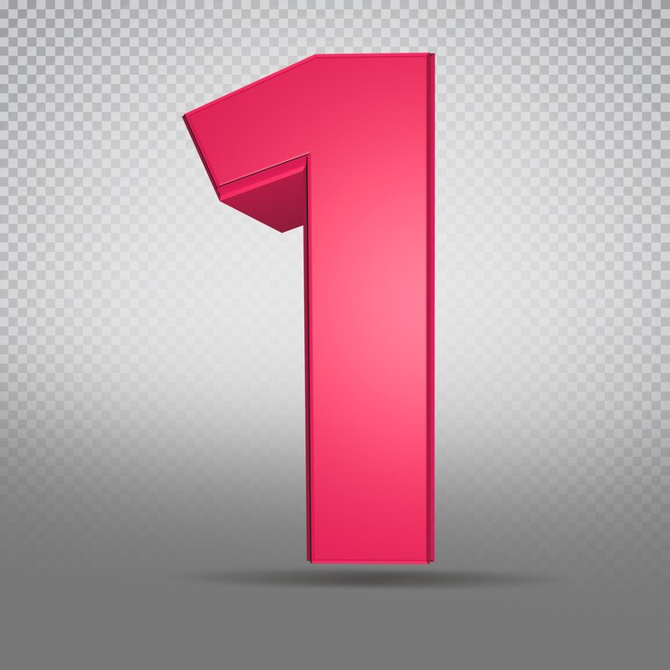 PSD número 1 rosa estilo de lujo de render 3d