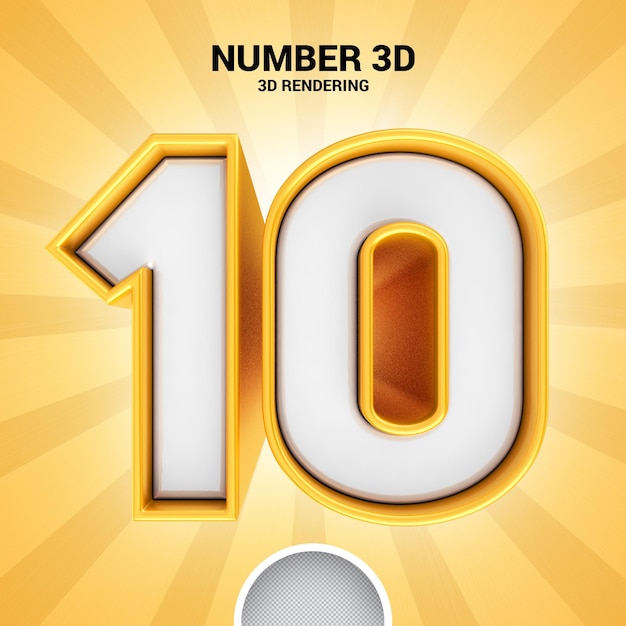 Numéro 10 Or Rendu 3d