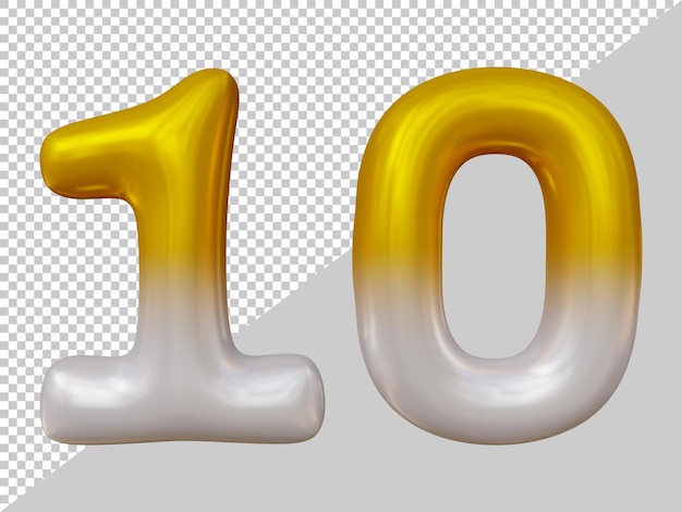 Numéro 10 avec un style moderne 3d