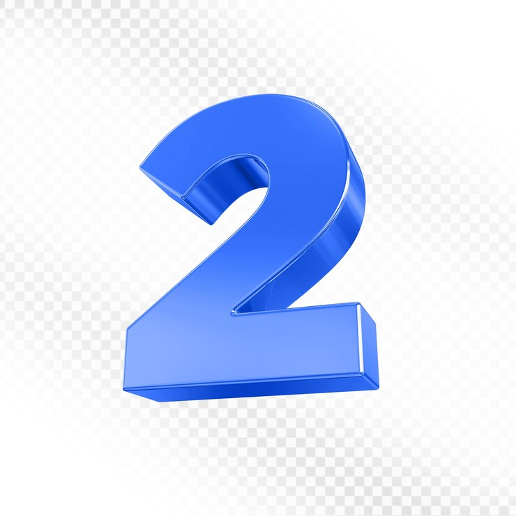 PSD el número 2 del 3d azul