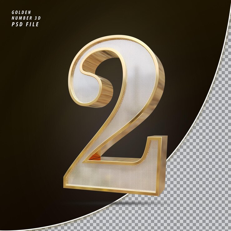 PSD número 2 3d lujo dorado