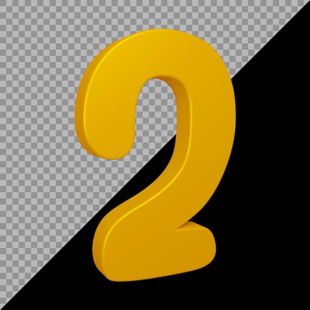Número 2 en 3d render