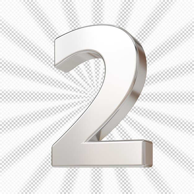 número 2 blanco 3d