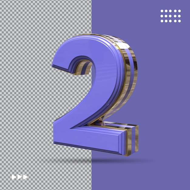 Numéro 2 bleu 3d