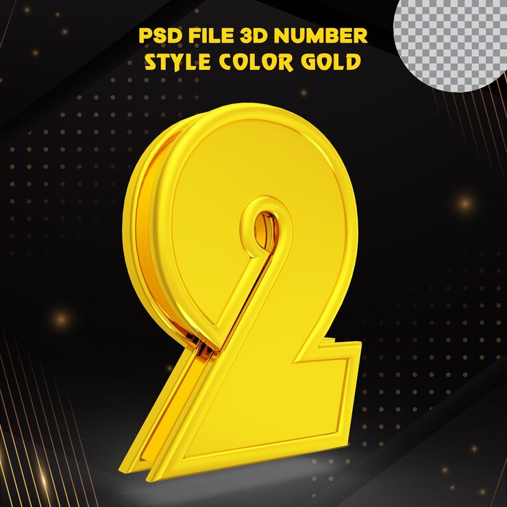 PSD número 2 colección de render 3d con color dorado