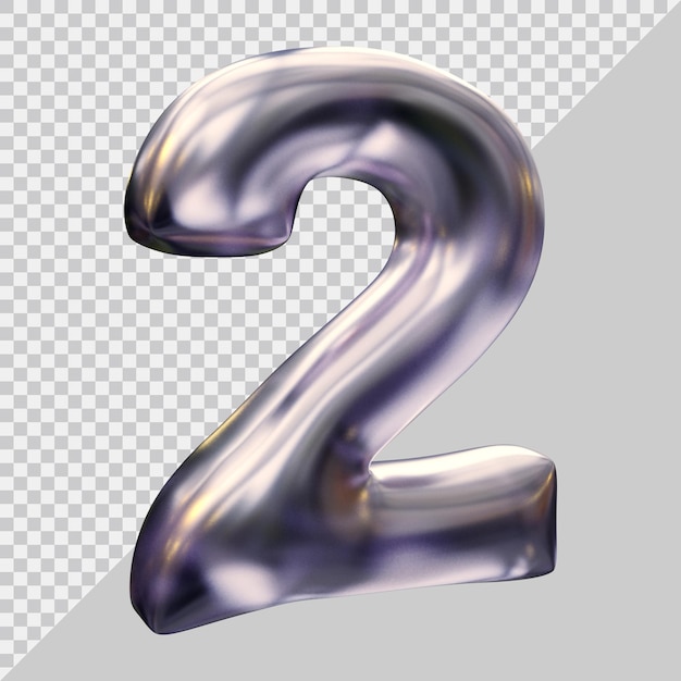 Número 2 con estilo moderno 3d