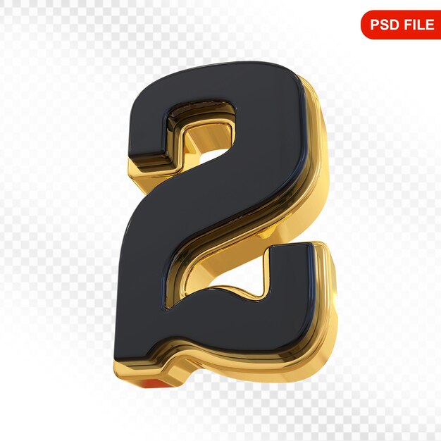 Número 2 Negro con oro