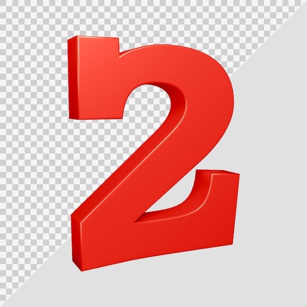 Numero 2 nel rendering 3d