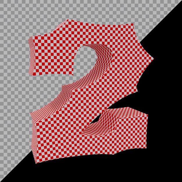 Numero 2 nel rendering 3d