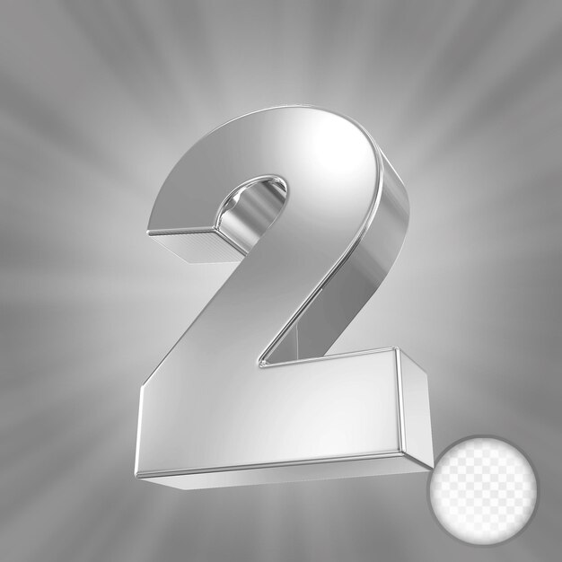 El número 2 de plata 3D