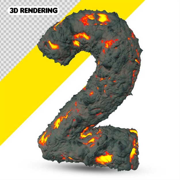 Número 2 renderização em 3d