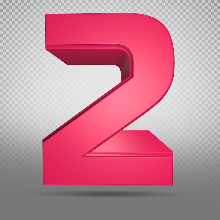 PSD número 2 rosa estilo de lujo de render 3d