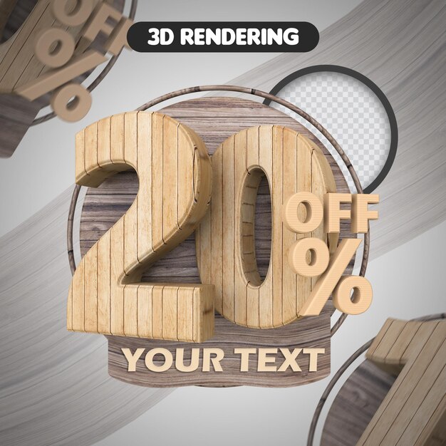 Numero 20 3d render legno