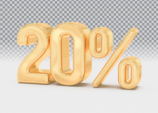 Numéro 20 pour cent d'or 3d