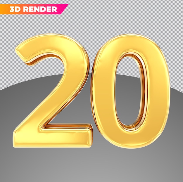 Numéro 20 styles 3d or