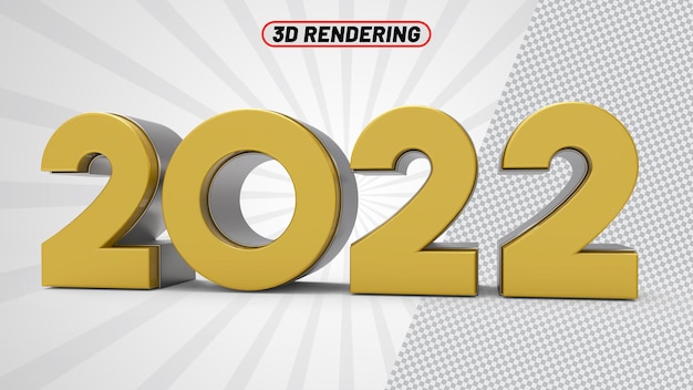 PSD numéro 2022 or rendu 3d