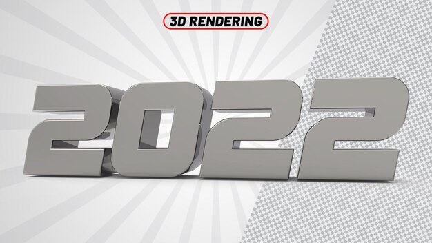 Número 2022 plata 3d render