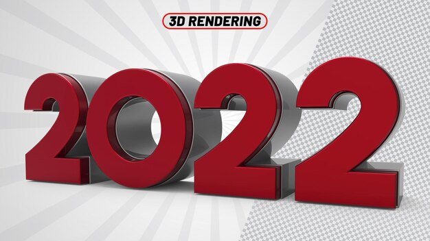 Número 2022 red 3d render