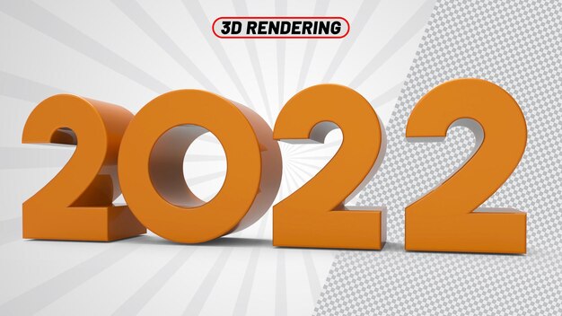 NÚMERO 2022 REPRESENTACIÓN 3D EN ORO