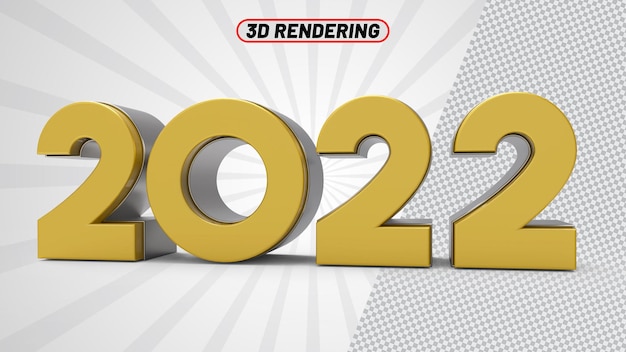 NÚMERO 2022 REPRESENTACIÓN 3D EN ORO