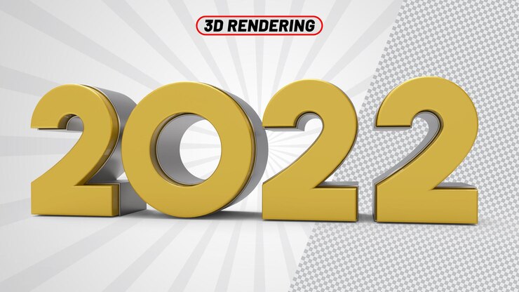 PSD número 2022 representación 3d en oro