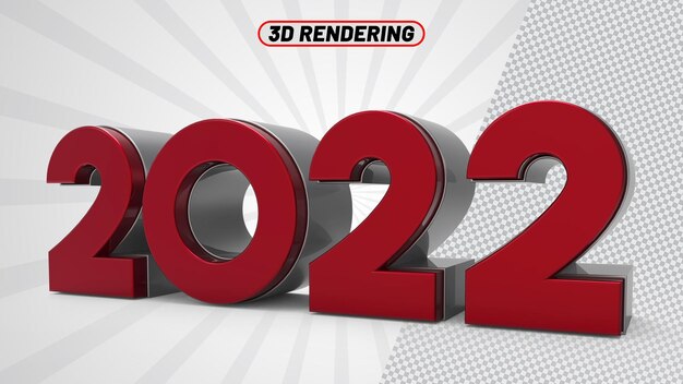 PSD numéro 2022 rouge rendu 3d