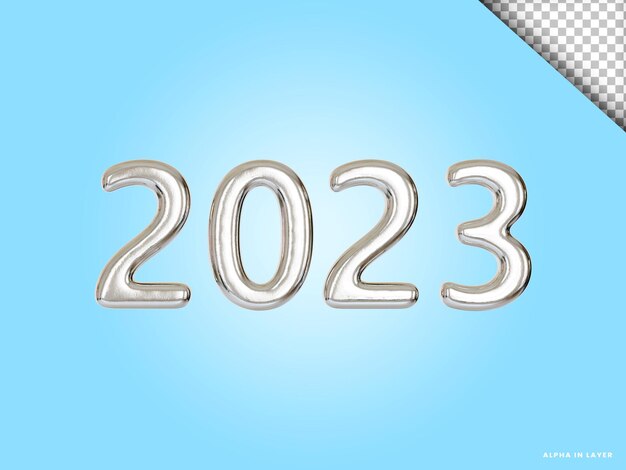 número, 2023, año nuevo, 3d, render