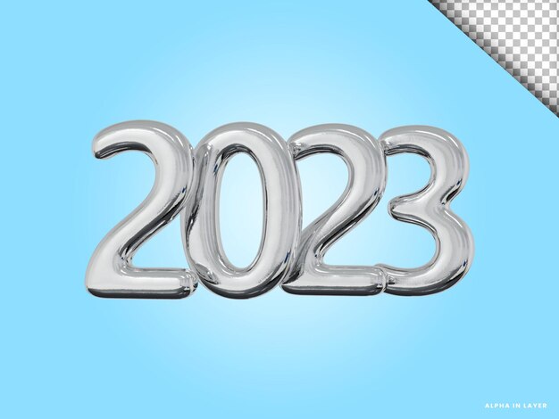 número, 2023, año nuevo, 3d, render