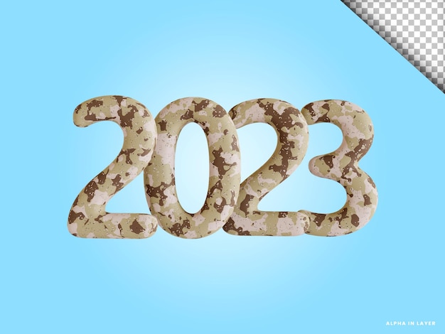 Número, 2023, año nuevo, 3d, render