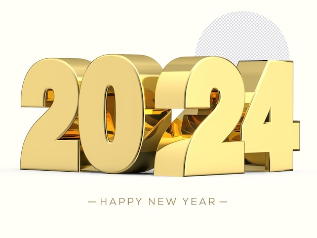 número 2024 3d de oro renderizado