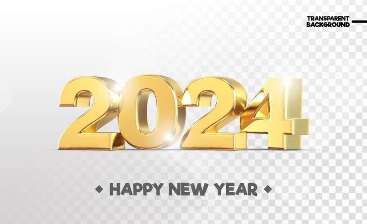 PSD número 2024 3d de oro renderizado