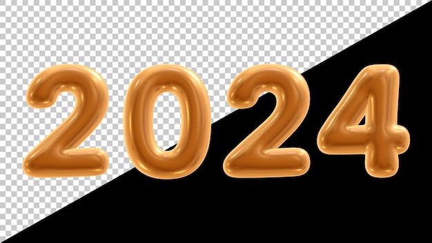 Numero 2024 in rendering 3D per il nuovo anno e il concetto di calendario