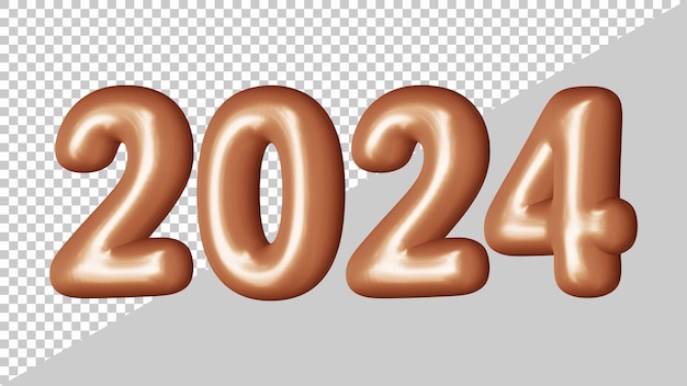 Numero 2024 in rendering 3D per il nuovo anno e il concetto di calendario