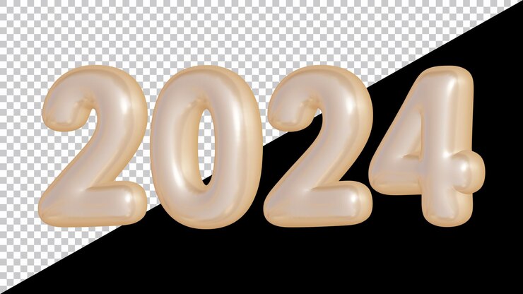 PSD número 2024 en renderización 3d para el concepto de año nuevo y calendario