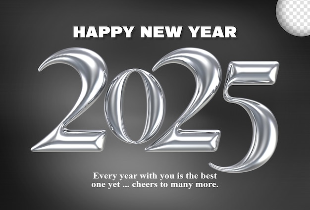 Número 2025 Plata para el Año Nuevo Render 3D