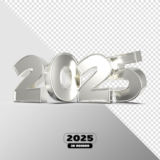 Número 2025 Plata para el Año Nuevo Render 3D