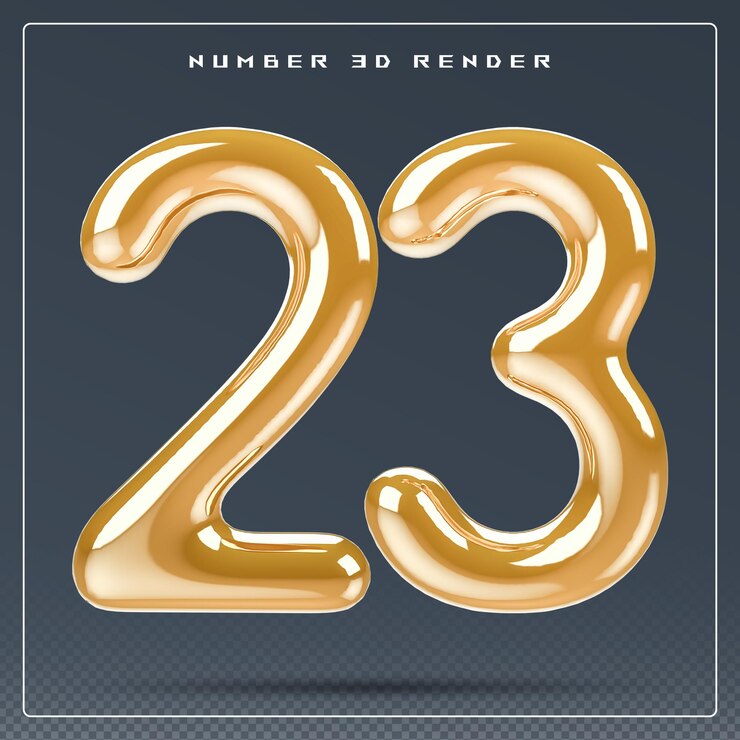 PSD número 23 de oro en 3d