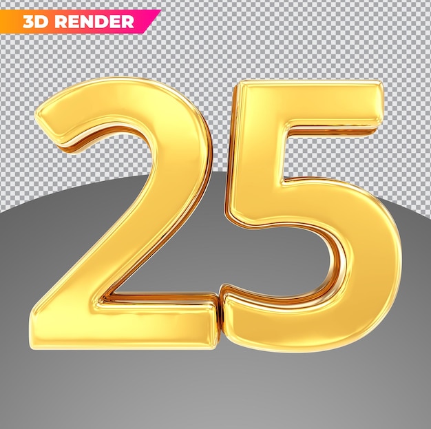 Número 25 oro estilos 3d